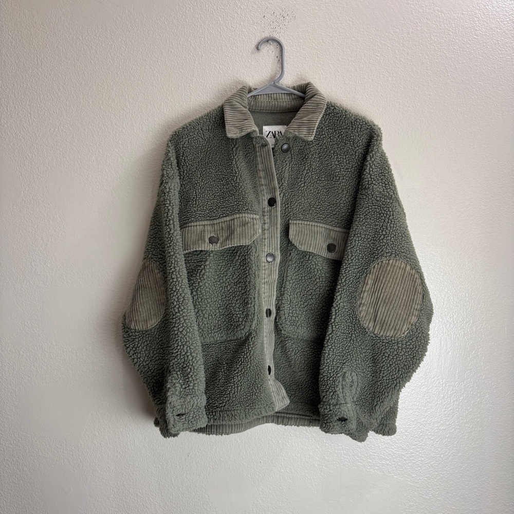 Zara Deep Pile Button Up Jacket Shirt Size Small